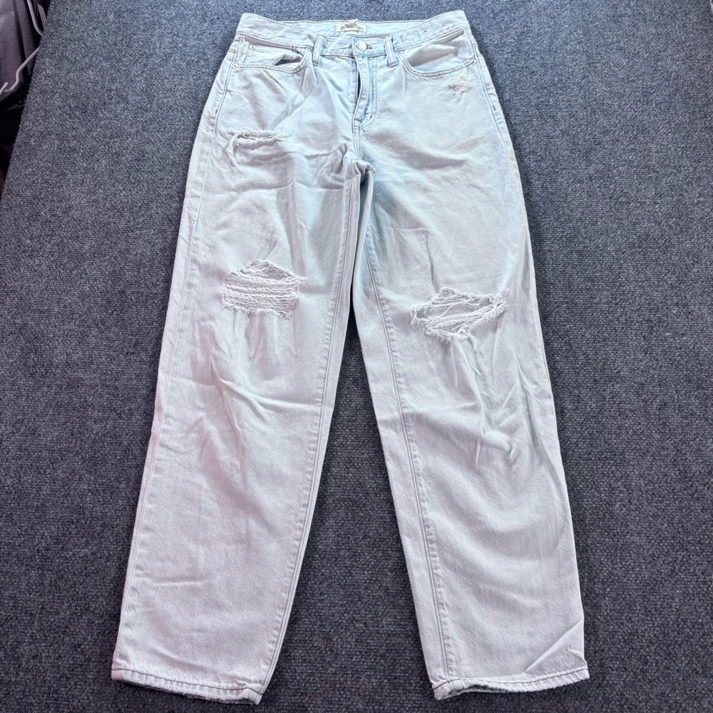 Madewell Slouchy Boyjean Womens 26 Light Wash Distressed High Rise Relaxed Denim